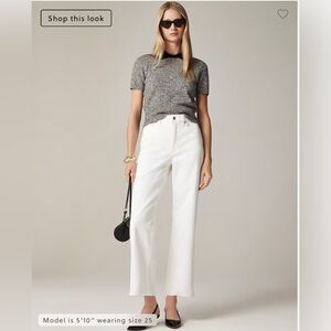J.Crew Slim Wide Leg Jeans White Denim Size 34 High Rise Semi Stretch